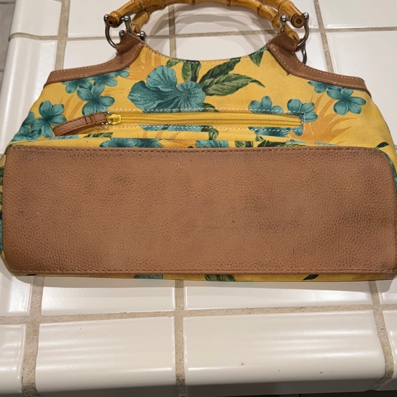 Caribbean Joe Tropical Print Canvas Bag with Bamboo Handles - Picture 6 of 6